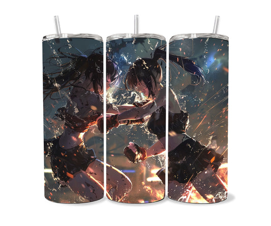 Anime Tumbler Wrap 20oz Skinny Tumbler , Colorful Museum Quality Japanese Style Cute Anime Art PNG Design Tumbler Wraps-UH