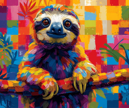 Sloth Tumbler Wrap 20oz Skinny Tumbler , Colorful Museum Quality Cute Sloth Art  Tumbler Wraps with Adorable Sloths.-JV