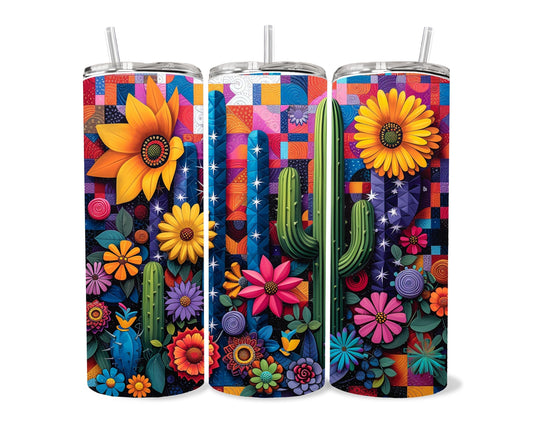 Cactus, Succulent Plants Tumbler Wrap 20oz Skinny Tumbler, Colorful Museum Quality Kawaiil Art, Cacti, Succulents, Flowers Tumbler Wraps .-KZ