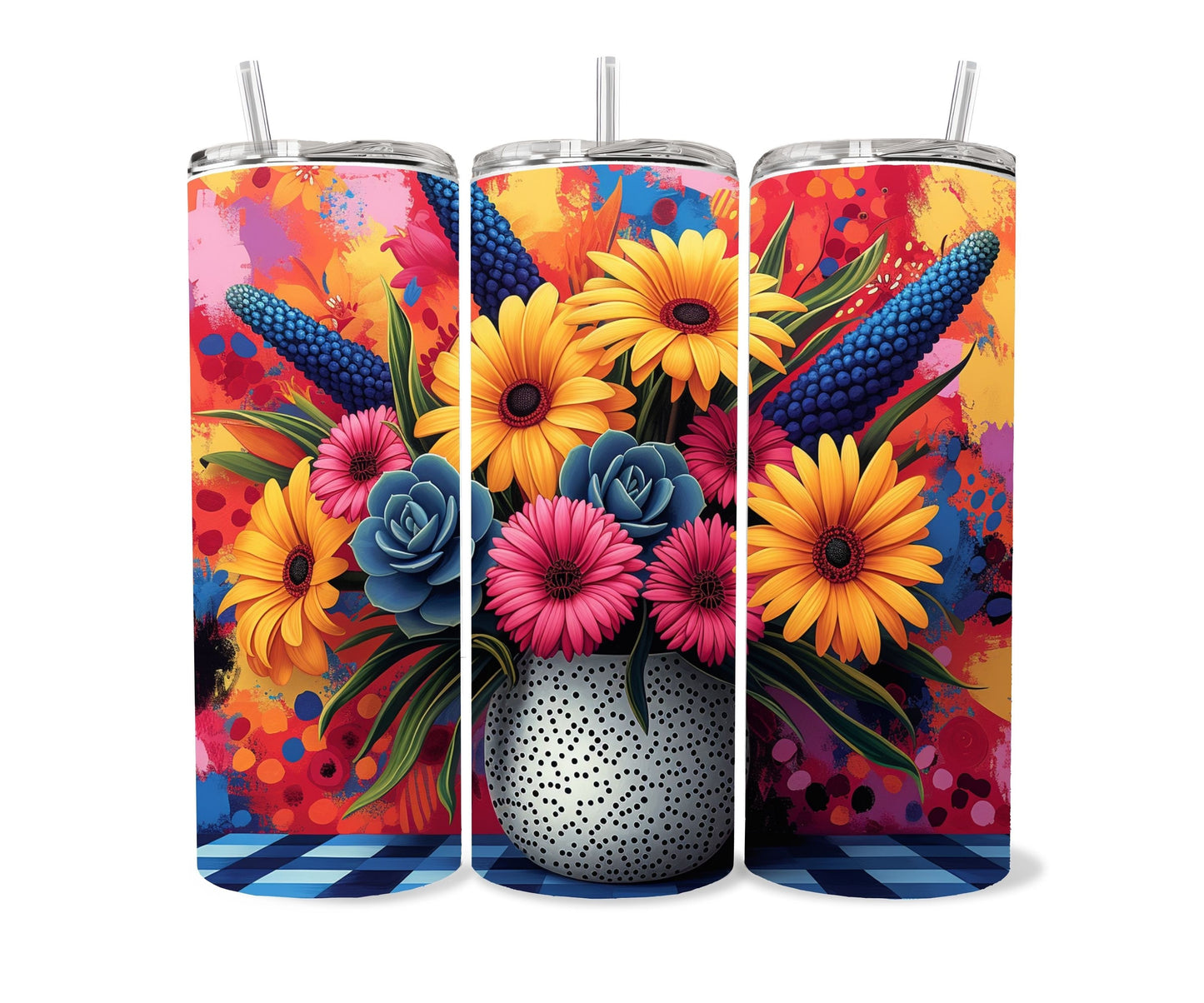 Cactus, Succulent Plants Tumbler Wrap 20oz Skinny Tumbler, Colorful Kawaiil Art, Cacti, Succulents, Flowers Tumbler Wraps .-JW