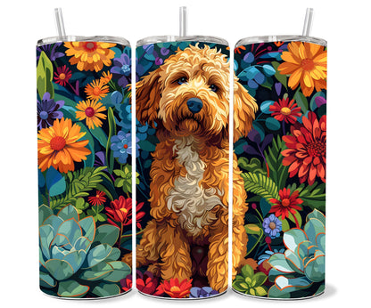 Goldendoodle Dog Pet 20oz Tumbler Wrap, Colorful and Customizable, Golden doodle Museum Quality Art Cup Wraps-EK