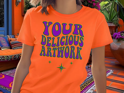 Orange Bella Canvas 3001 T-Shirt Mockup Unisex for Etsy & Amazon + Revolutionary Social Media Marketing Kit, Ten 10 Fully Optimized Images