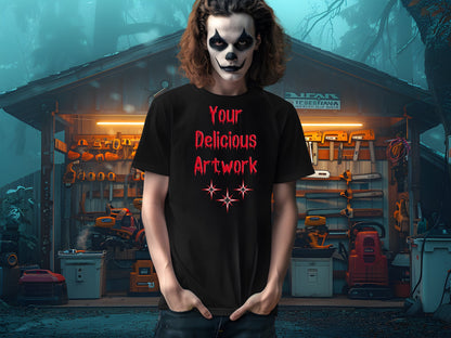 Scary Halloween Black Bella Canvas 3001 T-Shirt Mockup Unisex for Etsy & Amazon + Revolutionary Social Media Marketing Kit, 10 Images