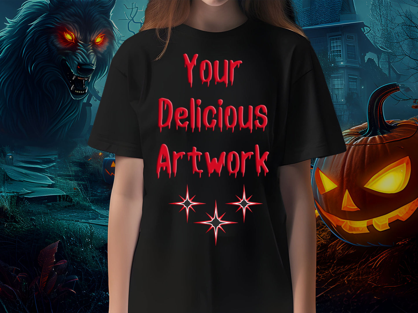 Scary Halloween Black Bella Canvas 3001 T-Shirt Mockup Unisex for Etsy & Amazon + Revolutionary Social Media Marketing Kit,  10 Images -AA