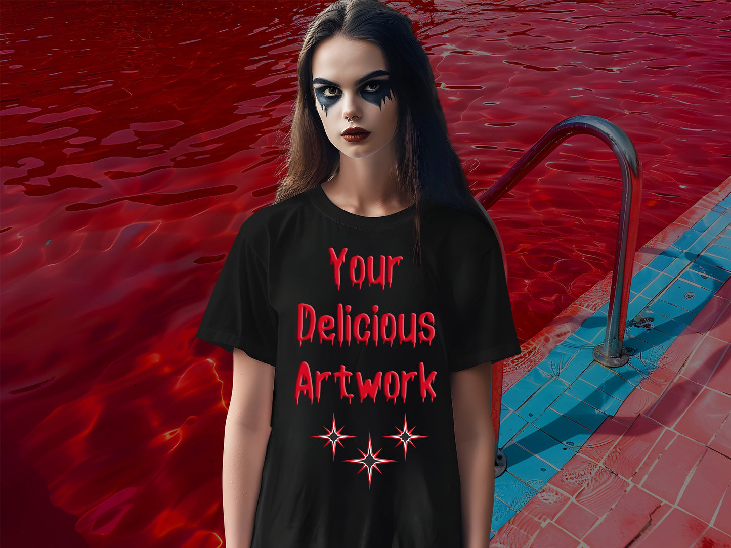 Scary Halloween Black Bella Canvas 3001 T-Shirt Mockup Unisex for Etsy & Amazon + Revolutionary Social Media Marketing Kit, Ten 10 Imagess -AB