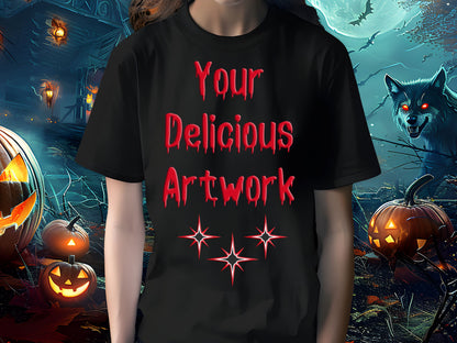 Scary Halloween Black Bella Canvas 3001 T-Shirt Mockup Unisex for Etsy & Amazon + Revolutionary Social Media Marketing Kit, Ten 10 Imagess -AE