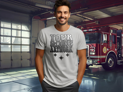 Silver Bella Canvas 3001 T-Shirt Fireman Firehouse Mockup for Etsy & Amazon + Revolutionary Social Media Marketing Kit - Ten Social Images