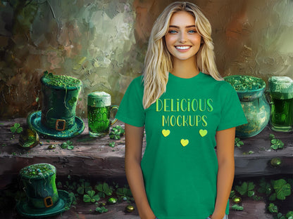 Kelly Green Heather Bella Canvas T-Shirt St Patrick's Day Mockup for Etsy & Amazon +  Social Media Marketing Kit - Ten 10 Marketing Images