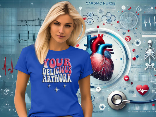 Cardiac Nurse T-Shirt Mockup True Royal Blue Bella Canvas Cardiology Heart Nurses + Includes Social Media Marketing Kit, 10 Optimized Images