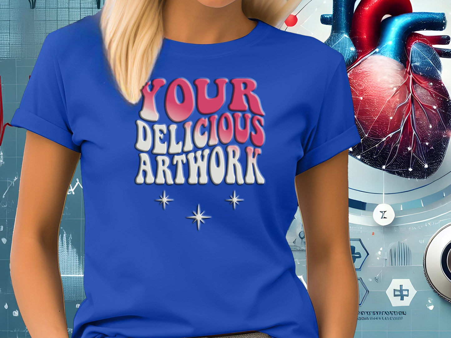 Cardiac Nurse T-Shirt Mockup True Royal Blue Bella Canvas Cardiology Heart Nurses + Includes Social Media Marketing Kit, 10 Optimized Images