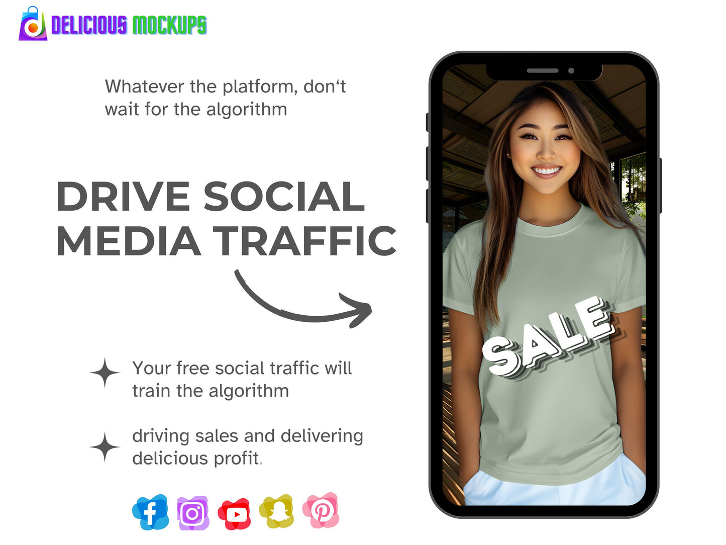 Sage Bella Canvas 3001 T-Shirt Mockup for Etsy & Amazon + Revolutionary Social Media Marketing Kit, Ten 10 Fully Optimized Images